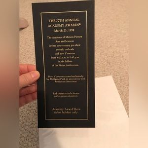 Academy awards show 1998 pre-show card